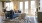 a living room with a blue couch